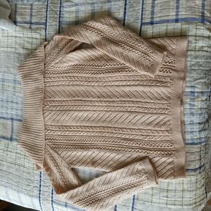 Black house white market bow back cowl neck cream sweater